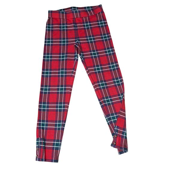 Janie and Jack tartan christmas red plaid girls cotton leggings/pants sz 7 new - Picture 5 of 8